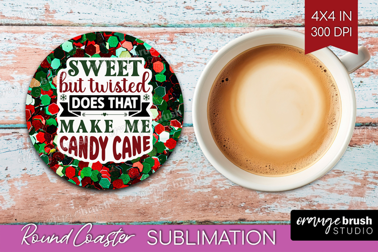 Funny Christmas Quote Round Coaster - Xmas Glitter Coaster