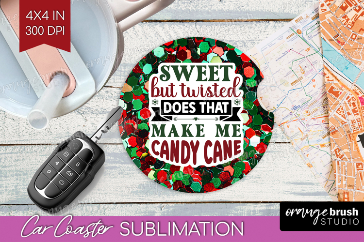 Funny Christmas Quote Car Coaster - Xmas Glitter Coaster PNG