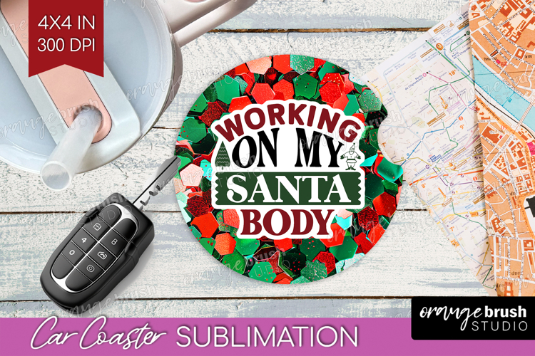 Funny Christmas Quote Car Coaster - Xmas Glitter Coaster PNG