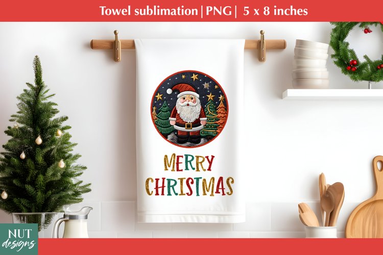 Merry Christmas towel png Christmas Santa embroidery towel