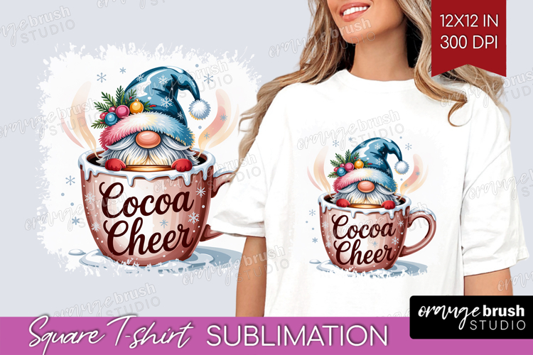 Christmas Gnome Square Tshirt Background - Cute Gnome PNG example image 1