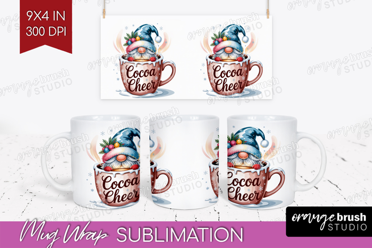Christmas Gnome Mug Wrap - Cute Gnome Mug PNG Sublimation example image 1