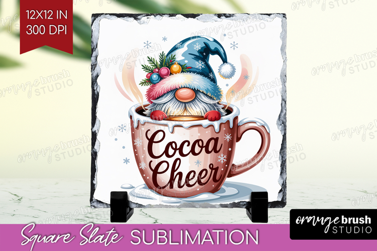 Christmas Gnome Slate PNG - Cute Gnome Square Slate