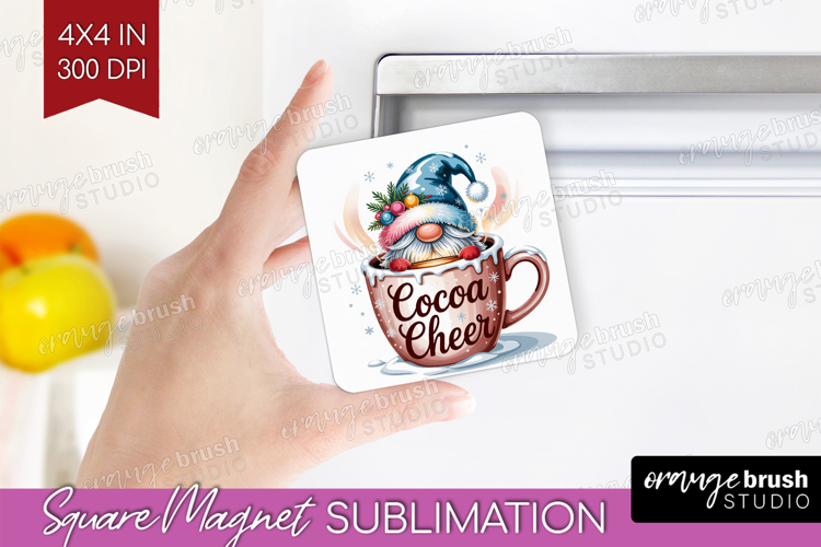 Christmas Gnome Magnet Sublimation - Cute Gnome Square PNG