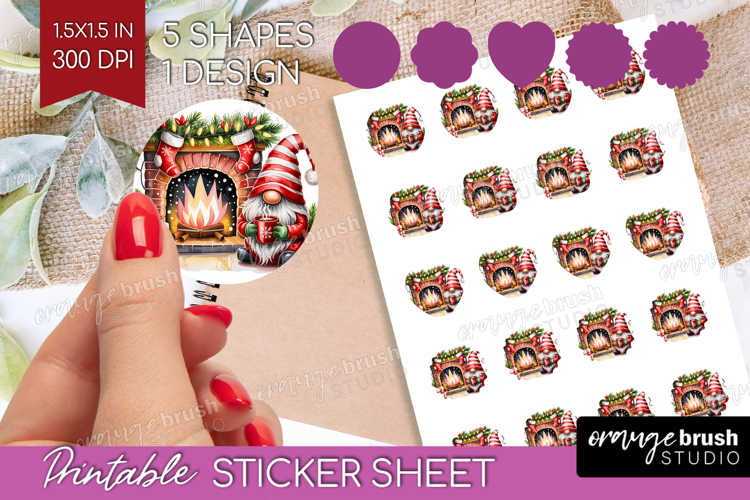 Christmas Gnome Round Sticker - Cute Gnome Printable Sticker