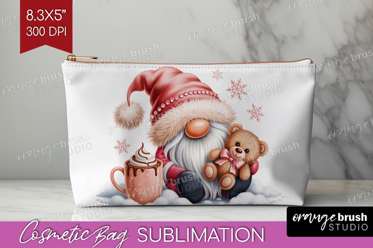 Christmas Gnome Cosmetic Bag - Cute Gnome Makeup Bag PNG