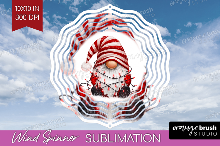 Christmas Gnome Wind Spinner Sublimation PNG - Cute Gnome