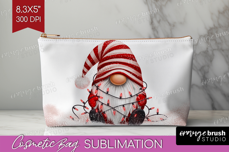 Christmas Gnome Cosmetic Bag - Cute Gnome Makeup Bag PNG