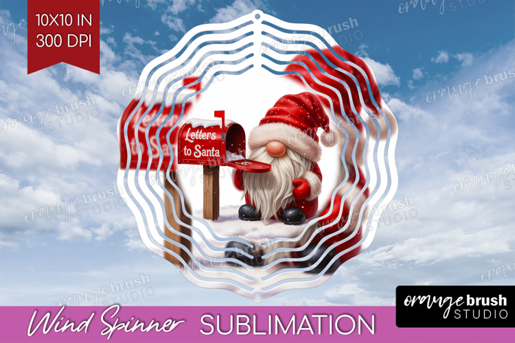 Christmas Gnome Wind Spinner Sublimation PNG - Cute Gnome