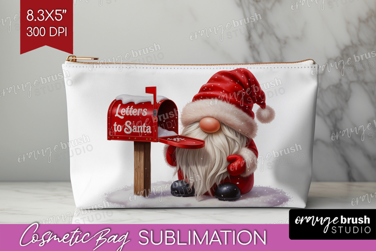Christmas Gnome Cosmetic Bag - Cute Gnome Makeup Bag PNG
