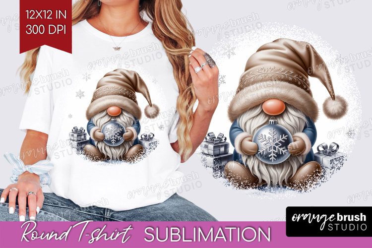 Christmas Gnome Round Tshirt Background - Cute Gnome PNG