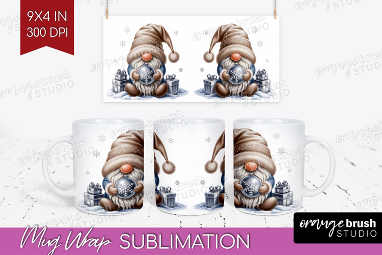 Christmas Gnome Mug Wrap - Cute Gnome Mug PNG Sublimation