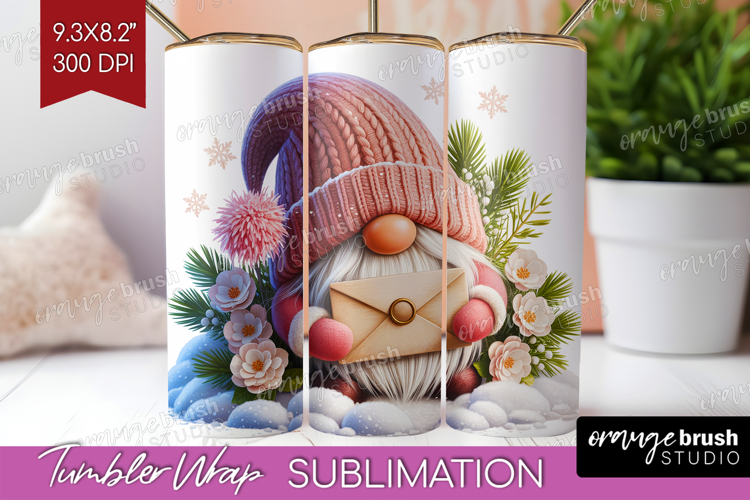 Christmas Gnome Tumbler Wrap - Cute Gnome Tumbler PNG
