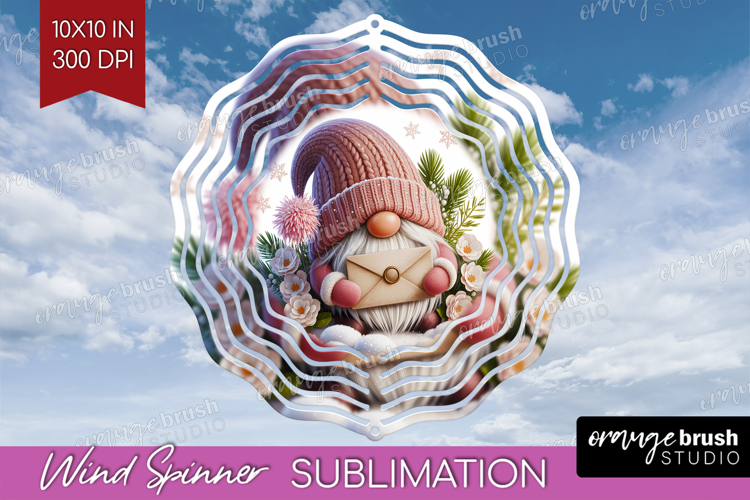 Christmas Gnome Wind Spinner Sublimation PNG - Cute Gnome