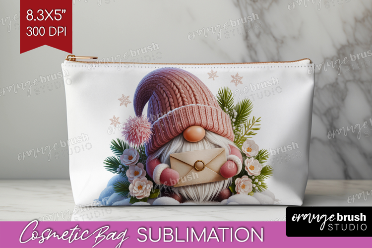 Christmas Gnome Cosmetic Bag - Cute Gnome Makeup Bag PNG