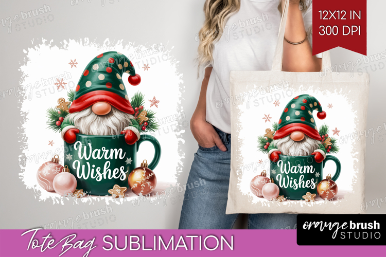 Christmas Gnome Tote Bag - Cute Gnome Tote Bag PNG
