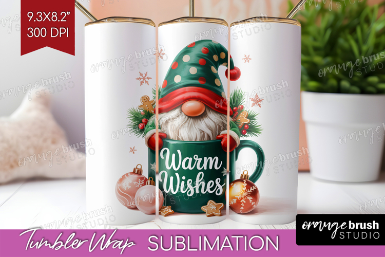 Christmas Gnome Tumbler Wrap - Cute Gnome Tumbler PNG