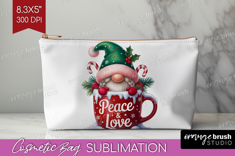 Christmas Gnome Cosmetic Bag - Cute Gnome Makeup Bag PNG