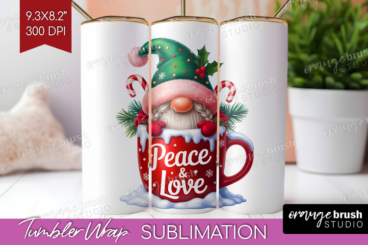 Christmas Gnome Tumbler Wrap - Cute Gnome Tumbler PNG
