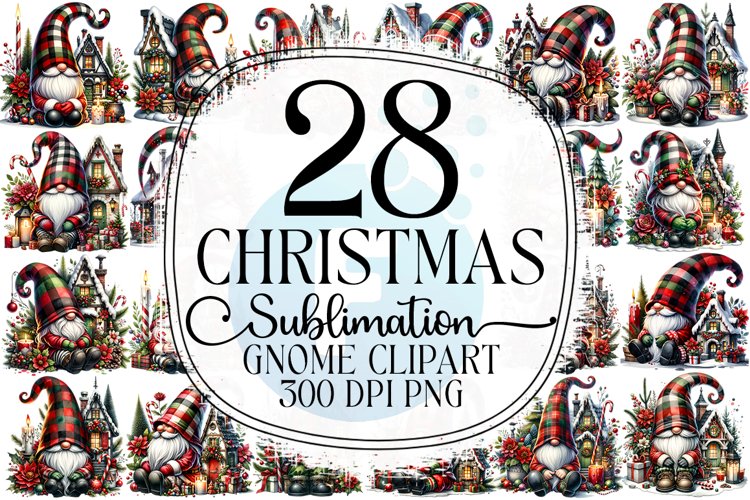 Christmas Gnome Sublimation - Clipart PNG Bundle example image 1