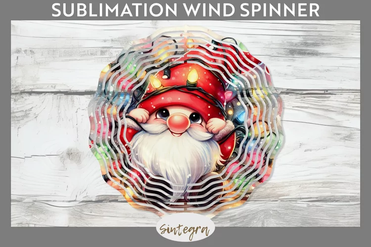 Christmas Gnome v1 Entangled in Lights Wind Spinner Sublimat