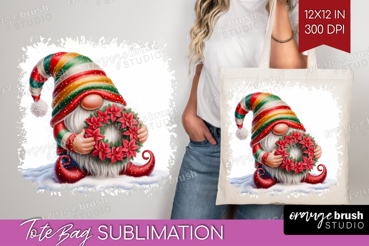 Christmas Gnome Tote Bag - Cute Gnome Tote Bag PNG