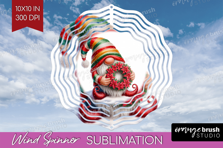 Christmas Gnome Wind Spinner Sublimation PNG - Cute Gnome