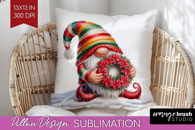 Christmas Gnome Pillow Sublimation - Cute Gnome Pillow Cover