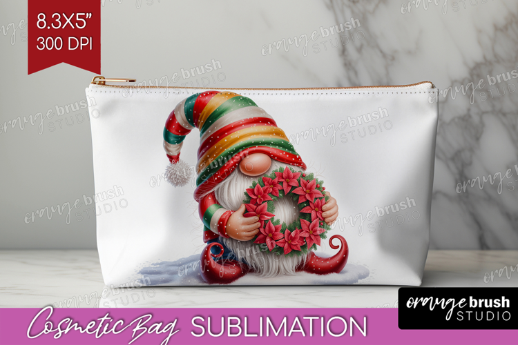 Christmas Gnome Cosmetic Bag - Cute Gnome Makeup Bag PNG