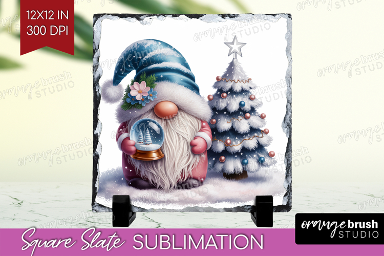 Christmas Gnome Slate PNG - Cute Gnome Square Slate