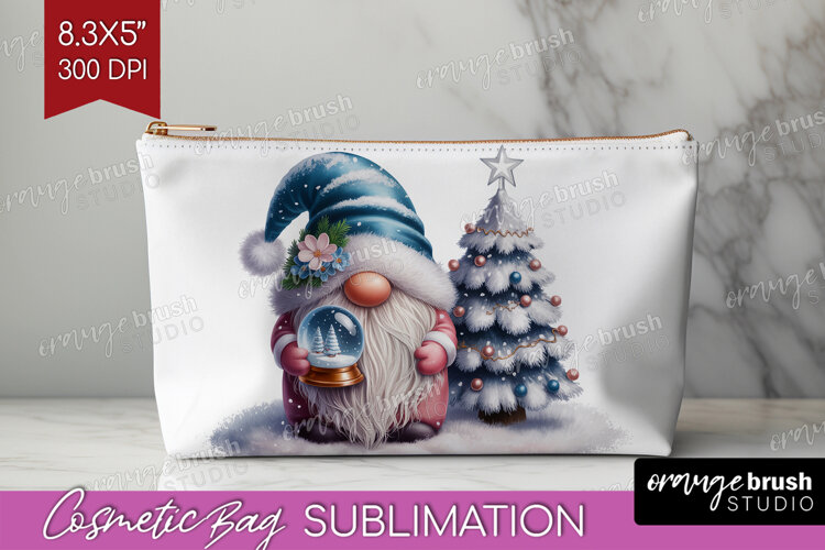 Christmas Gnome Cosmetic Bag - Cute Gnome Makeup Bag PNG example image 1