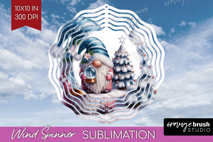 Christmas Gnome Wind Spinner Sublimation PNG - Cute Gnome example image 1