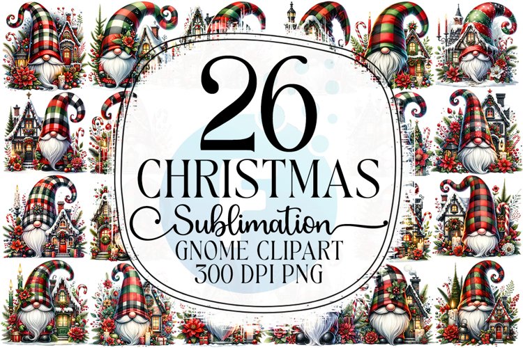 Christmas Gnome Sublimation - Clipart PNG Bundle example image 1