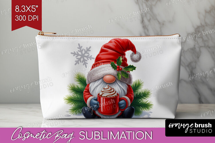 Christmas Gnome Cosmetic Bag - Cute Gnome Makeup Bag PNG example image 1