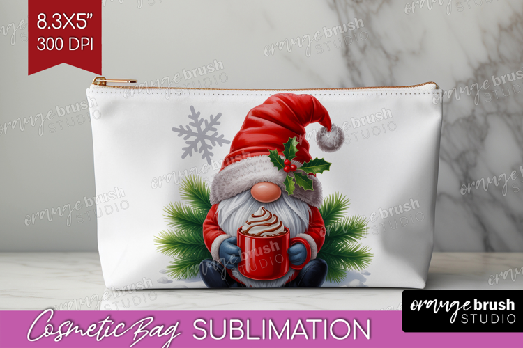 Christmas Gnome Cosmetic Bag - Cute Gnome Makeup Bag PNG