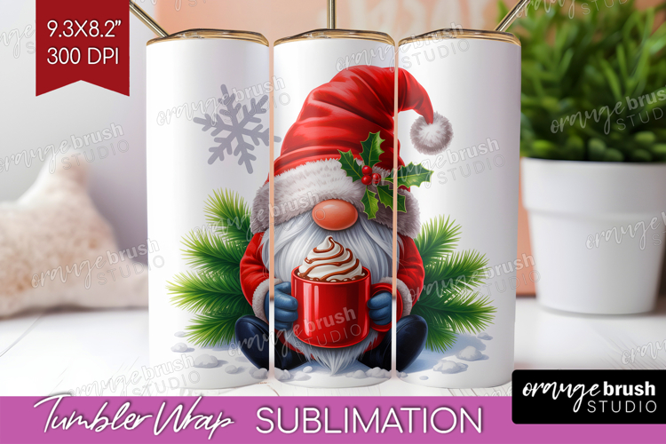 Christmas Gnome Tumbler Wrap - Cute Gnome Tumbler PNG