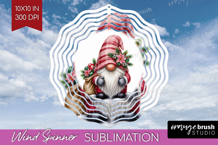 Christmas Gnome Wind Spinner Sublimation PNG - Cute Gnome