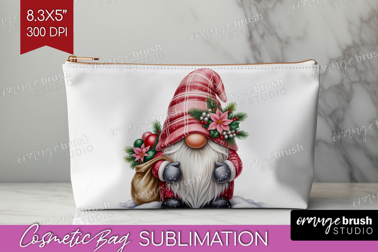 Christmas Gnome Cosmetic Bag - Cute Gnome Makeup Bag PNG