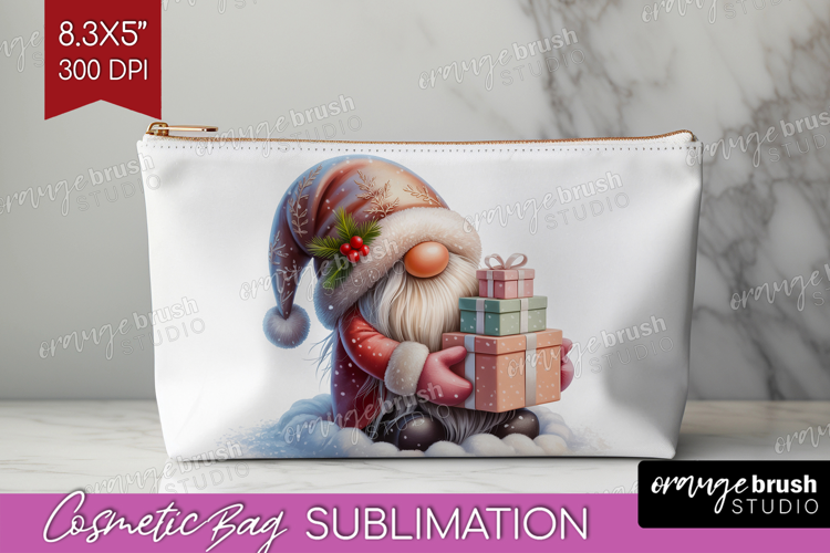 Christmas Gnome Cosmetic Bag - Cute Gnome Makeup Bag PNG