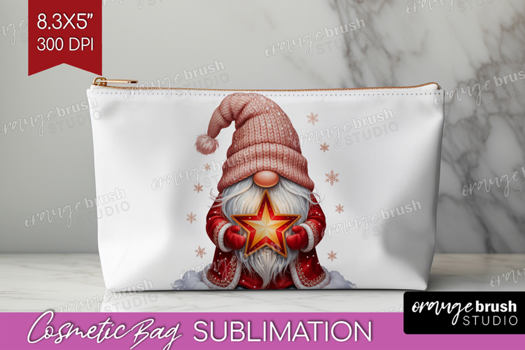 Christmas Gnome Cosmetic Bag - Cute Gnome Makeup Bag PNG