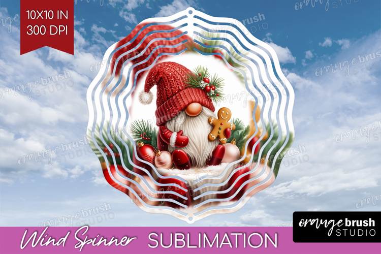 Christmas Gnome Wind Spinner Sublimation PNG - Cute Gnome