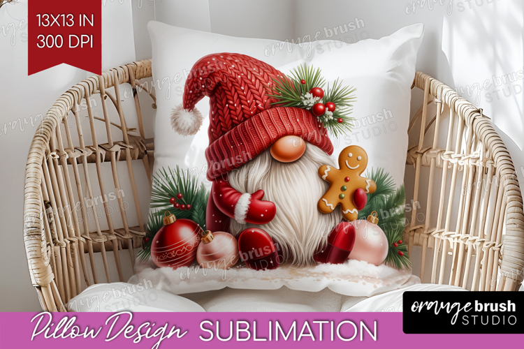 Christmas Gnome Pillow Sublimation - Cute Gnome Pillow Cover