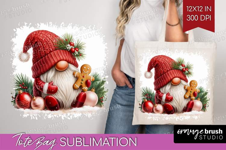 Christmas Gnome Tote Bag - Cute Gnome Tote Bag PNG