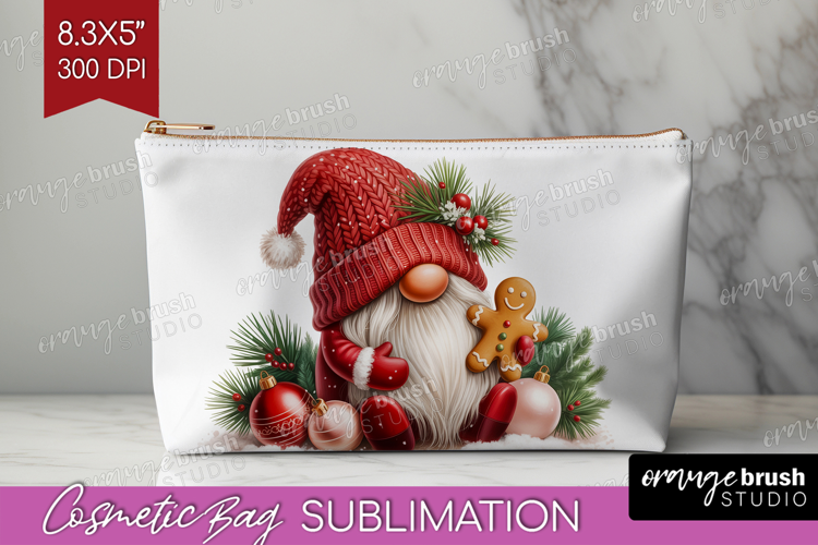 Christmas Gnome Cosmetic Bag - Cute Gnome Makeup Bag PNG