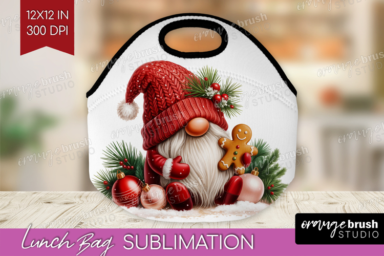 Christmas Gnome Lunch Bag - Cute Gnome Lunch Bug PNG