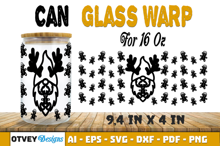 Christmas Gnome 16 oz Can Glass Wrap SVG example image 1