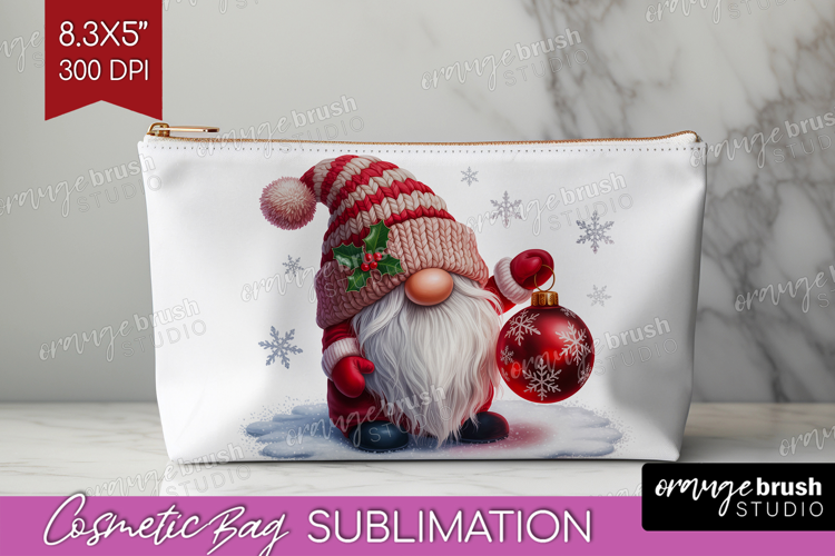 Christmas Gnome Cosmetic Bag - Cute Gnome Makeup Bag PNG