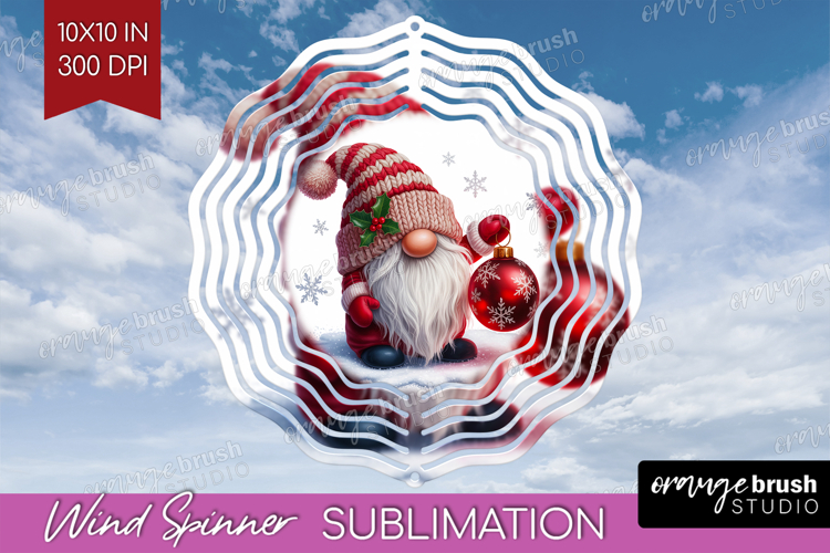 Christmas Gnome Wind Spinner Sublimation PNG - Cute Gnome