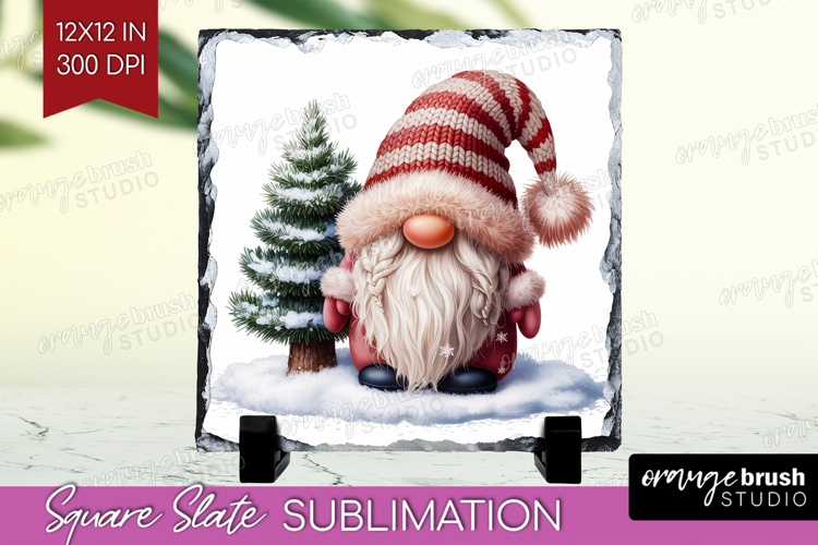 Christmas Gnome Slate PNG - Cute Gnome Square Slate