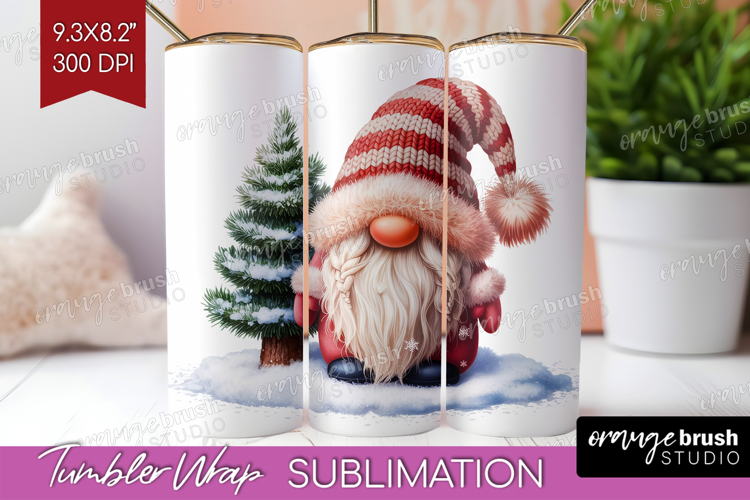 Christmas Gnome Tumbler Wrap - Cute Gnome Tumbler PNG